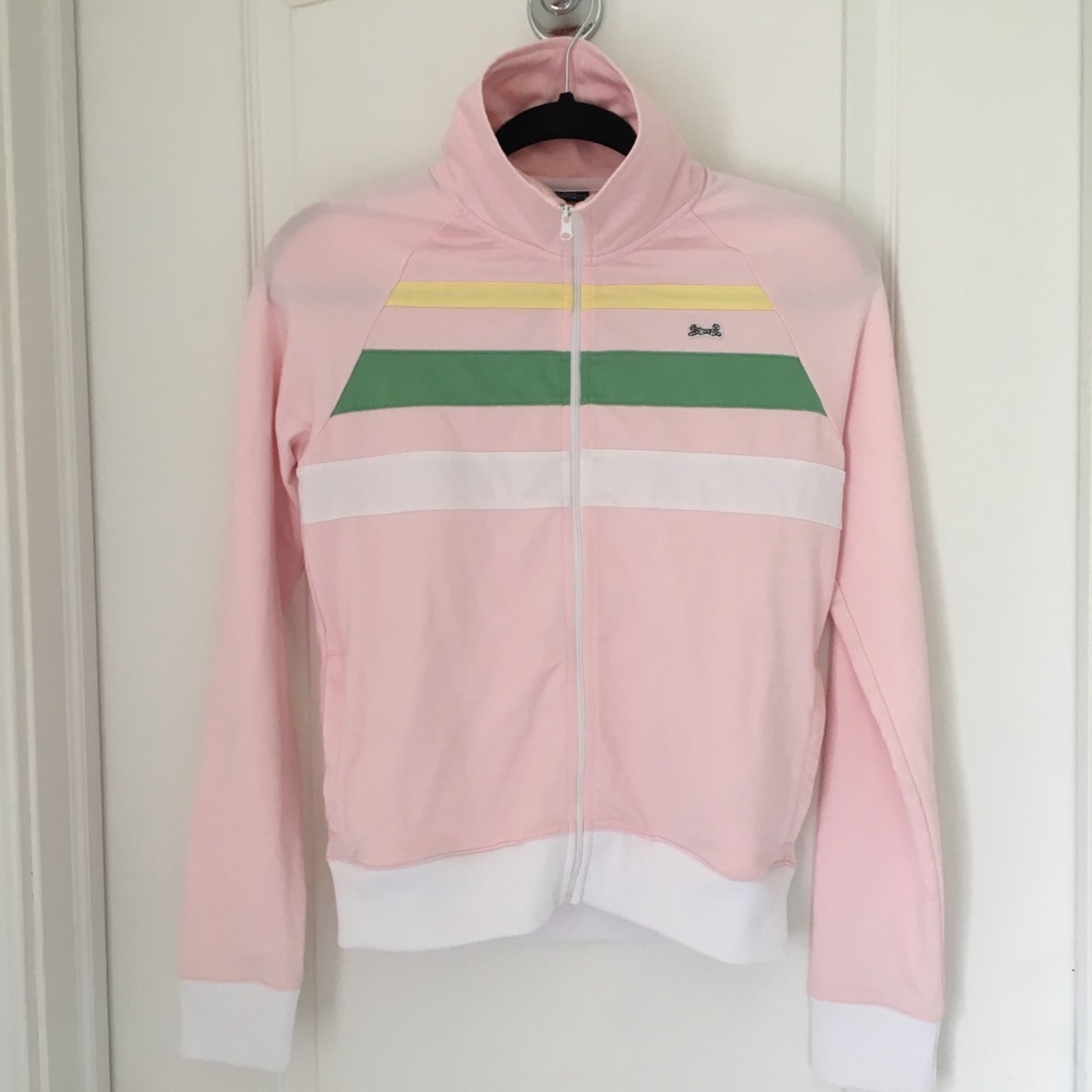 Le Tigre pink w stripes track jacket. Girls L